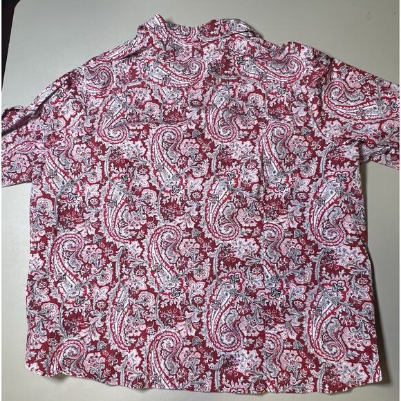 Talbots Woman Red Paisley Floral Long Sleeve Button Up Size 22W - Picture 5 of 9